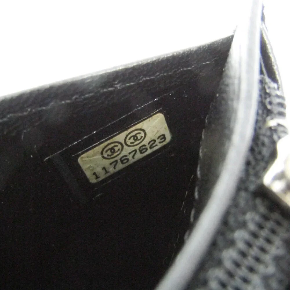 CHANEL black leather
